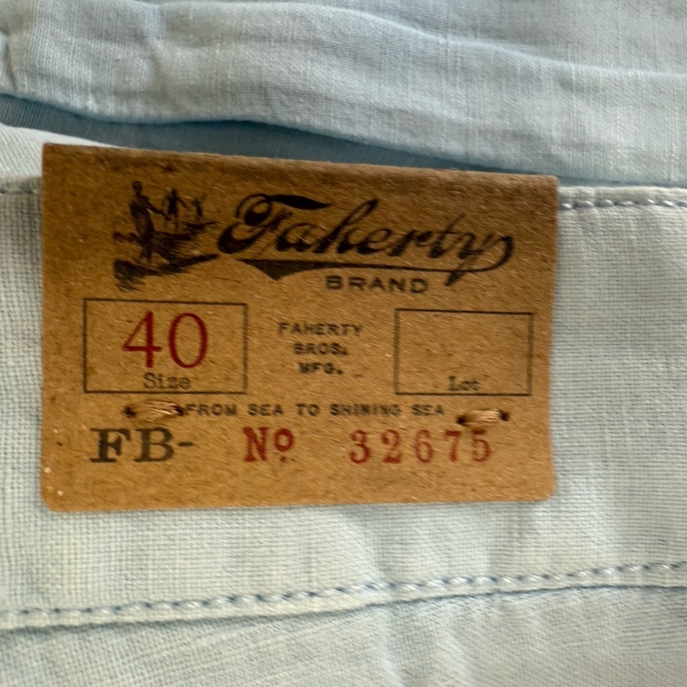 Faherty Men's Malibu Linen & Cotton Chino Shorts Light Blue 40 NEW 1622 - Picture 4 of 6
